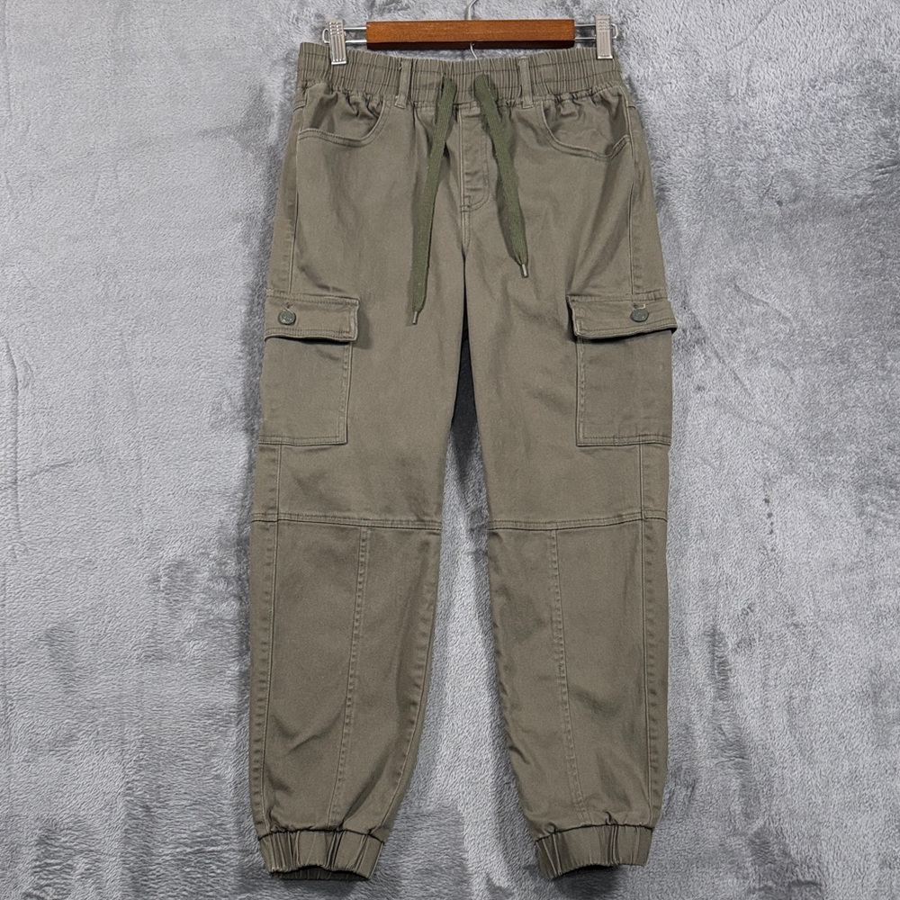 Monkey Ride Olive Cargo High Rise Joggers Women's Sz 27 Utility Minimalist